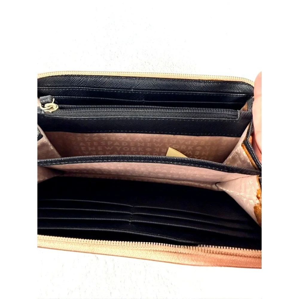Kate Spade New York Rose Gold Glitter Zip Around Wallet Continental Clutch